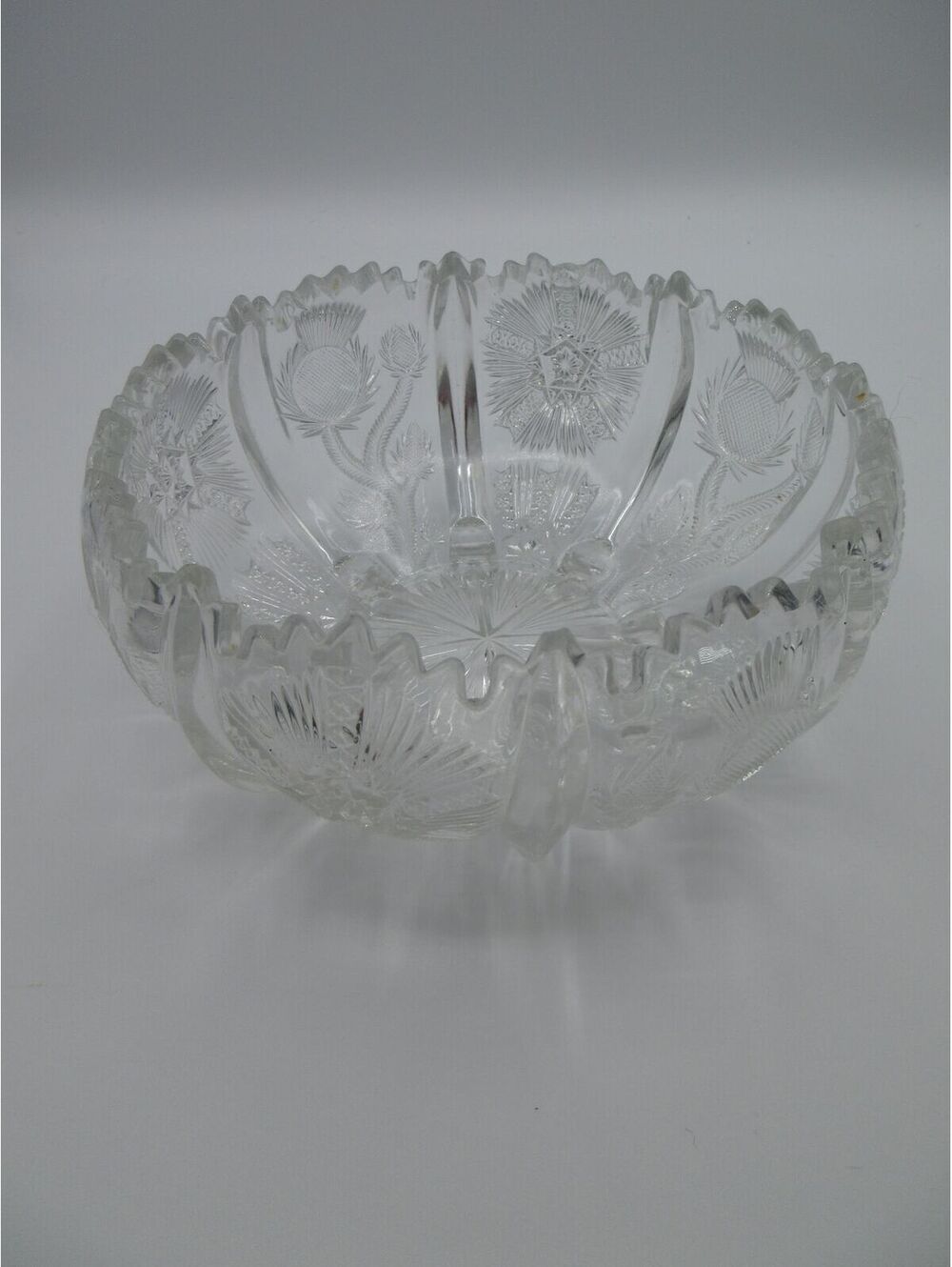 34. Vintage Clear Pressed Glass Thistle Bowl
